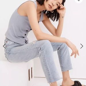 Madewell - high-rise slim boyjean in prentice wash: ripped edition